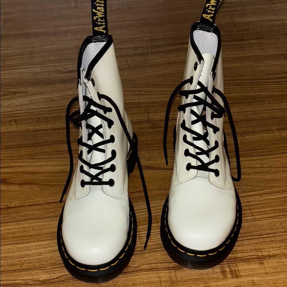 Dr. Martens White Leather Boots